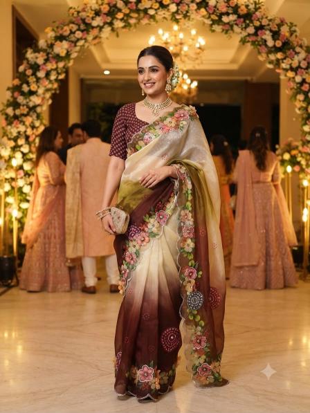 Vinayak digital floral print wholesale saree shops in surat